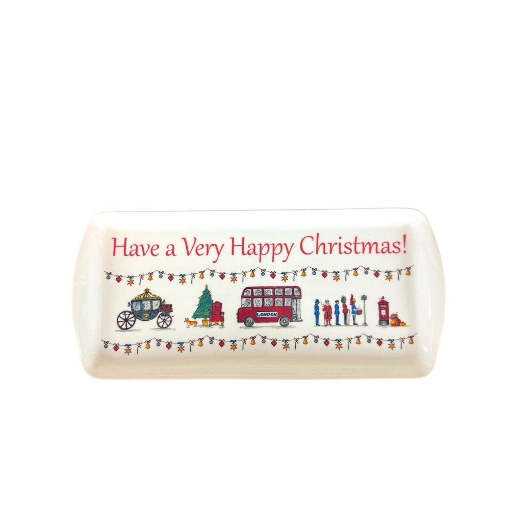 Milly Green British Design‎ "Happy Christmas" London Scene Ceramic Tray 11"x5"
